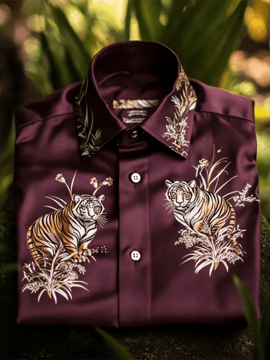 Men's Satin Luxe Print Short Sleeve Button Shirt