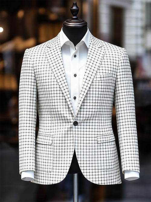 Men's Business Casual Plaid Suit