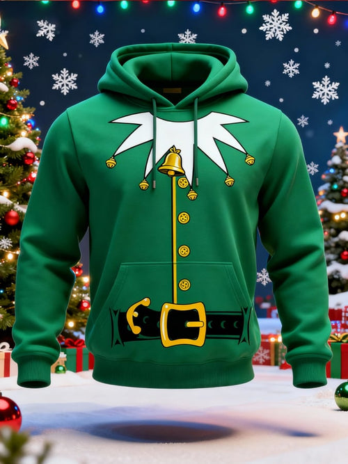 Men's Retro Christmas Color Block Print Casual Long Sleeve Sweatshirt