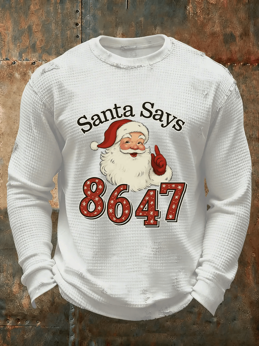 Men's Merry Christmas Santa Claus FDT Printed Casual Long-Sleeved Top