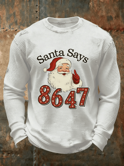 Men's Merry Christmas Santa Claus FDT Printed Casual Long-Sleeved Top