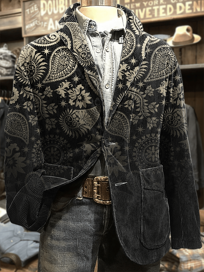Men's Paisley Art Print Casual Coat