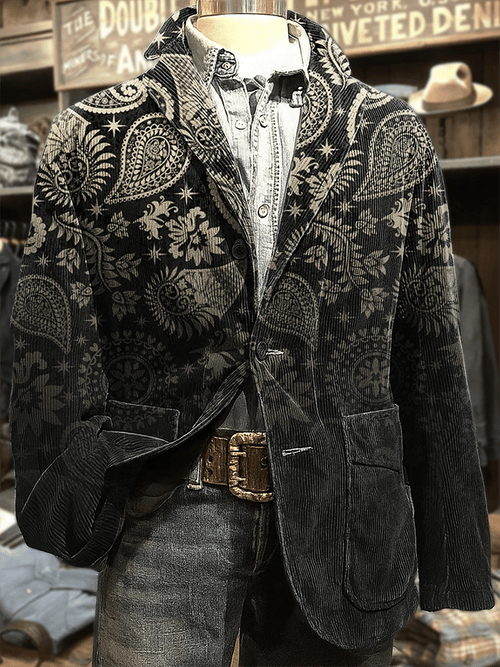 Men's Paisley Art Print Casual Coat