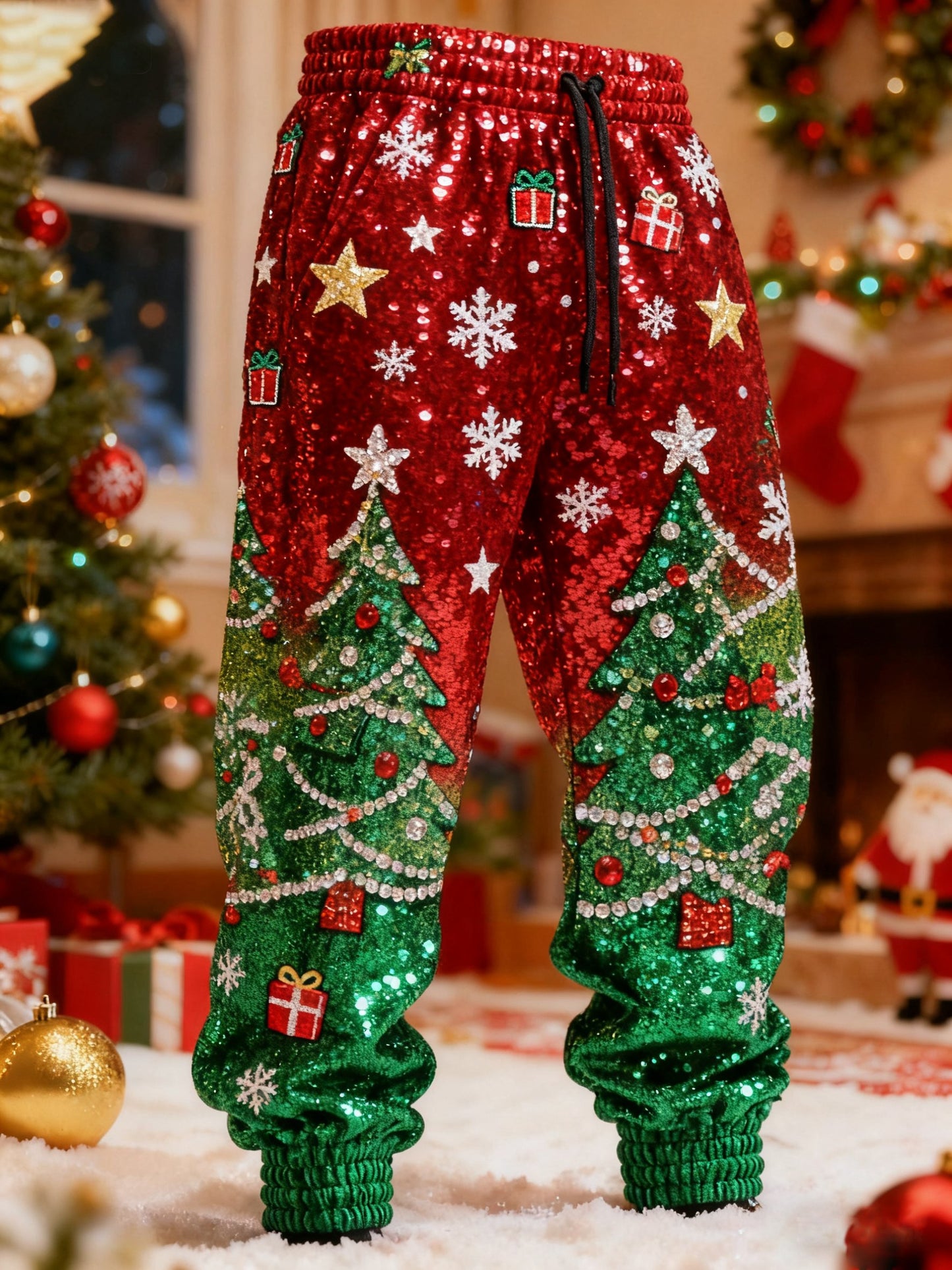 Men's Christmas Tree Print Casual Pants