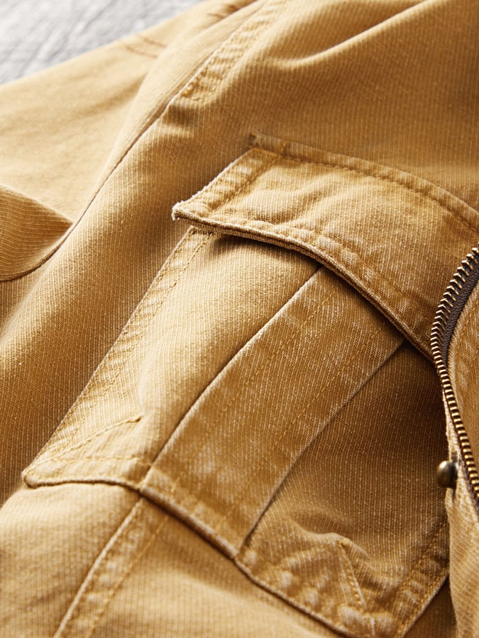 Men'S Solid Color Plush Pocket Jacket