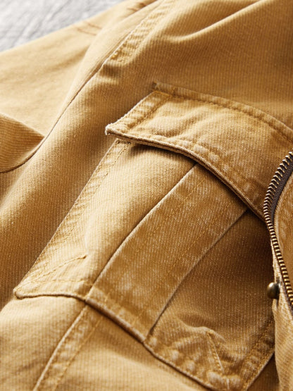 Men'S Solid Color Plush Pocket Jacket