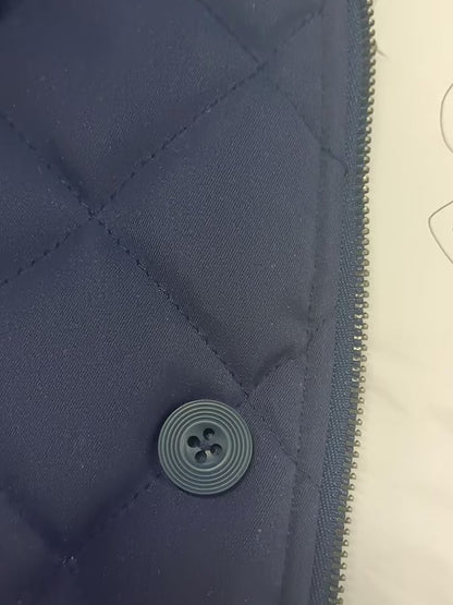 Men's Fashionable Open Pocket Button Design Imitation Leather Velvet Clip Plush Warm Letter Design Jacket