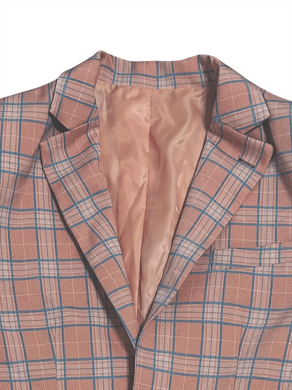 Men's Fashionable Plaid Design Single-Breasted Pocket Design Casual Suit