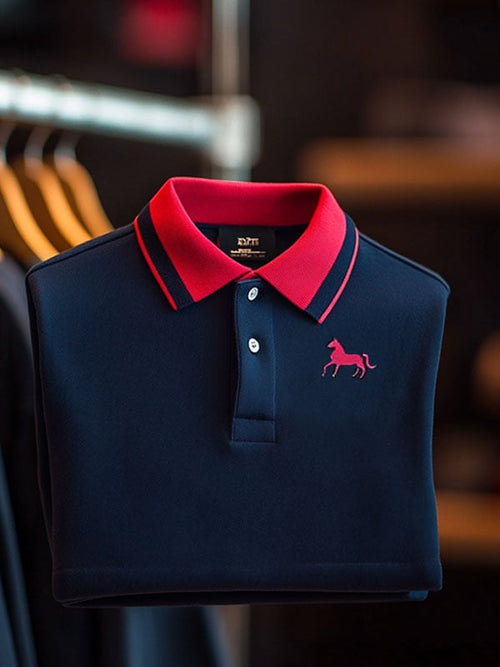 Men's Business Logo Lapel Short Sleeve Polo Shirt