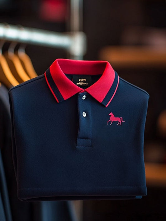Men's Business Logo Lapel Short Sleeve Polo Shirt