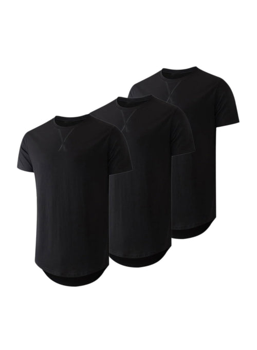 JMIERR Mens 3 Pack Cotton Hipster Hip Hop Longline Crewneck T-Shirt