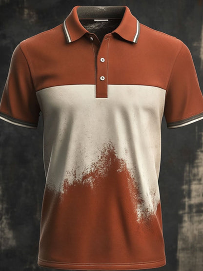 Men'S Casual Classic Contrast Color Print Business Short-Sleeved Polo Shirt