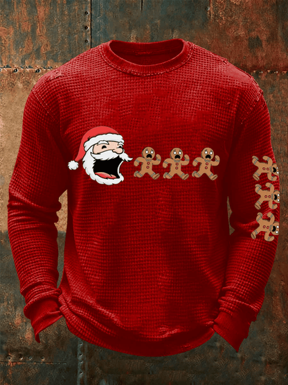 Men's Merry Christmas Santa Claus Printed Casual Long-Sleeved Top