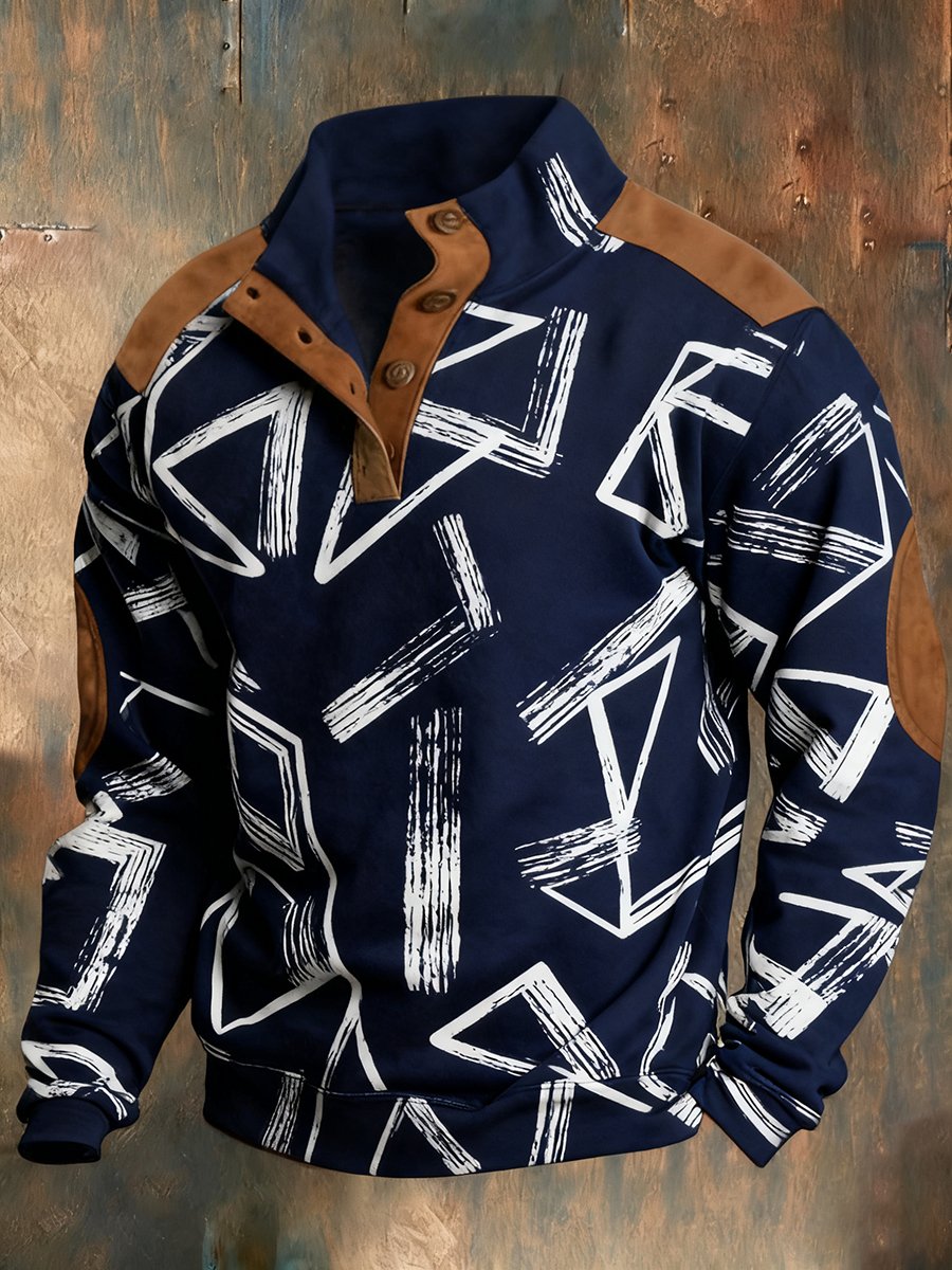 Men's Vintage Western Quarter Button Sweatshirt