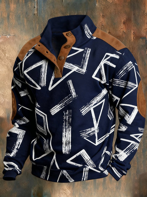 Men's Vintage Western Quarter Button Sweatshirt