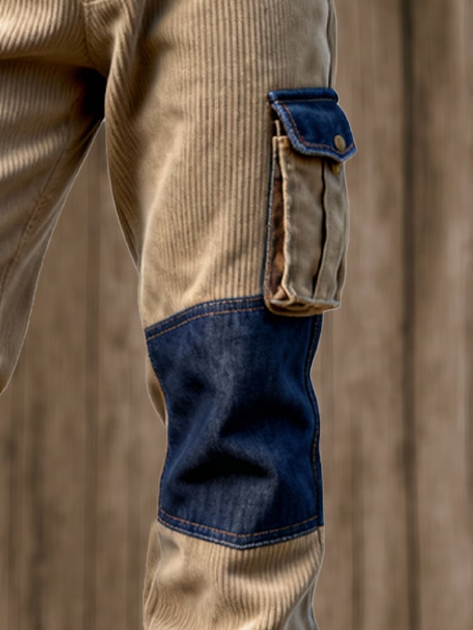 Men's Retro Outdoor Corduroy Multi-Function Pocket Work Pants