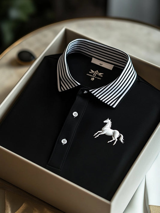 Men's Classic Business Logo Button Short Sleeve Polo Shirt