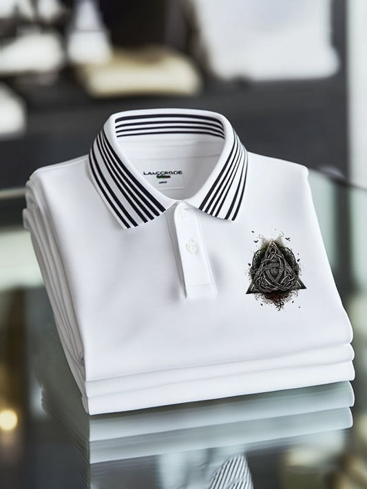 Men's Classic Business Viking Print Short Sleeve Polo Shirt