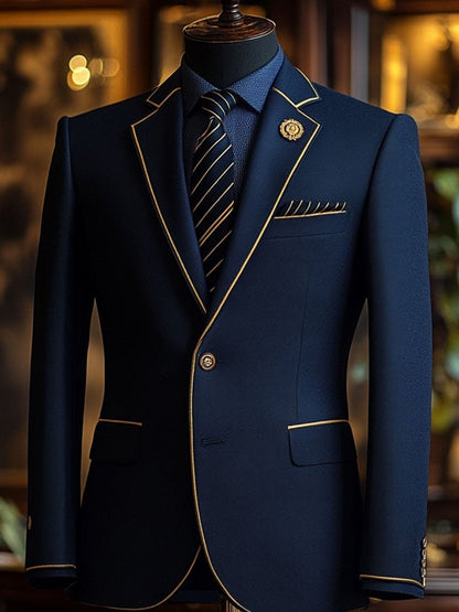 Men'S Casual Classic Contrast Color Business Long-Sleeved Suit