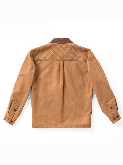 Men's Retro Western Colorblock Multi-Pocket Outdoor Outer Jacket