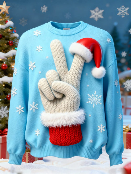 Men's Cartoon Print Ugly Christmas Pullover Sweater