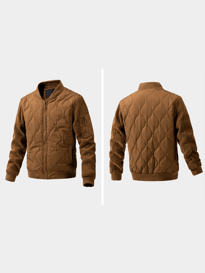 Men's Vintage Pleated Cotton Polar Fleece Patchwork Casual Cotton Jacket