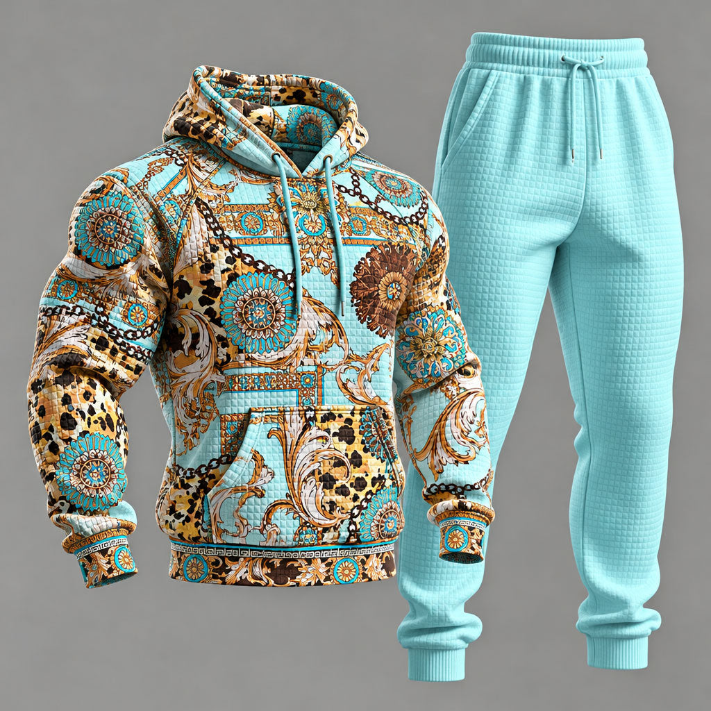 Men's Baroque-Print Hooded Sweatshirt and Sweatpants Set