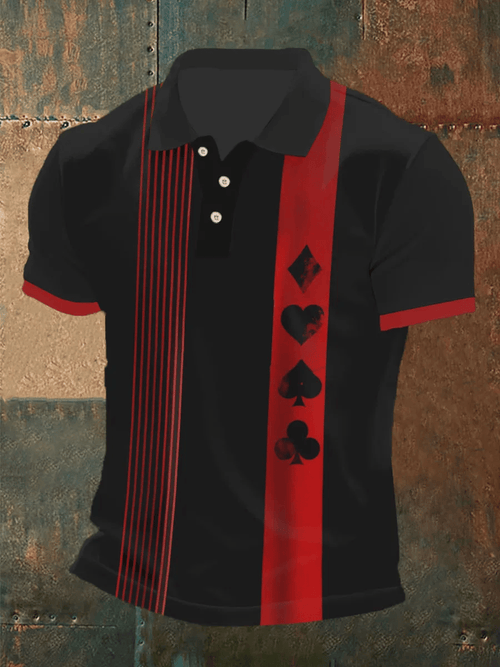 Men's Poker Print Polo Shirt
