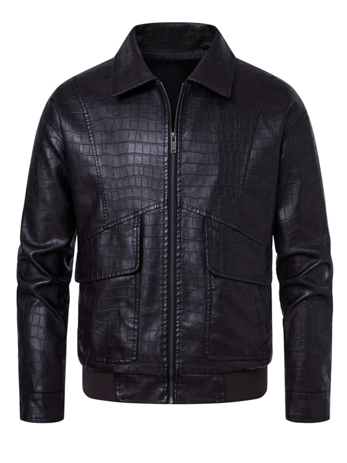 Men'S Lapel Loose Casual Motorcycle Leather Jacket