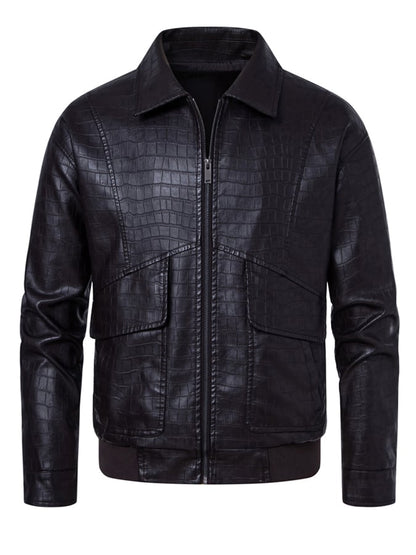 Men'S Lapel Loose Casual Motorcycle Leather Jacket