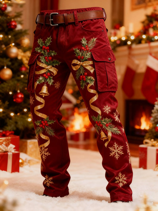 Men's Christmas Printed Cargo Pants