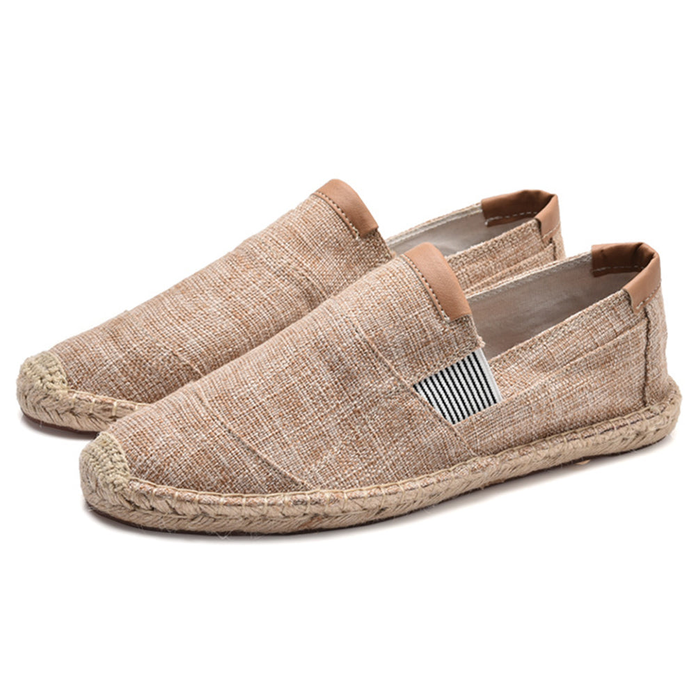 Men's Casual Stripe PU Decor Slip-On Canvas Espadrilles