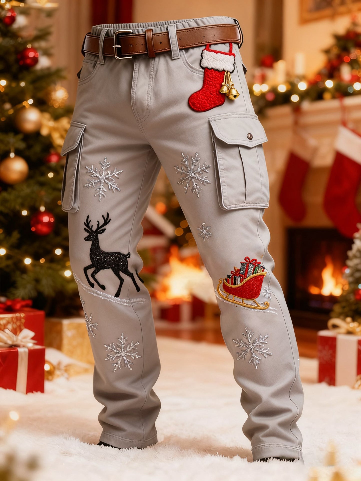 Men's Christmas Printed Cargo Pants