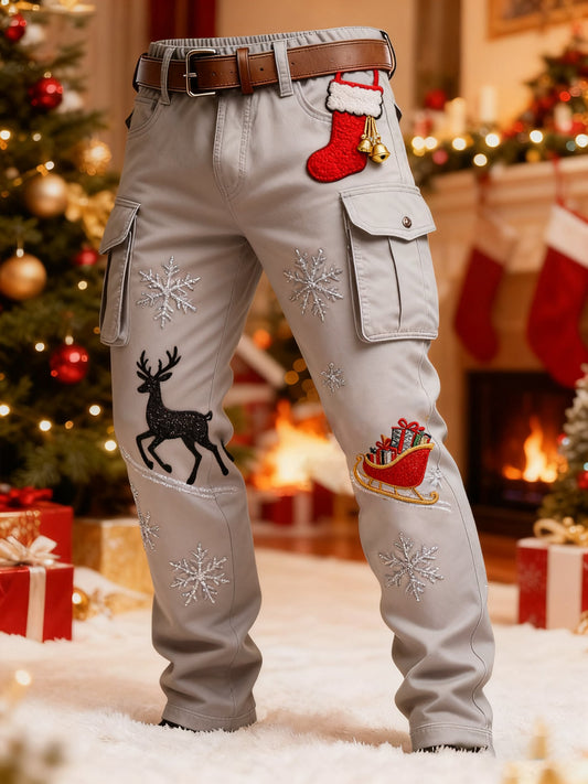 Men's Christmas Printed Cargo Pants