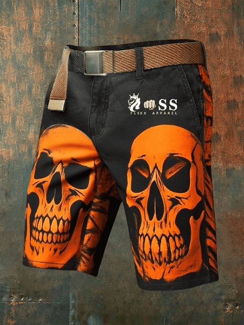 Men's Retro Letter Print Multi-Pocket Design Cargo Shorts