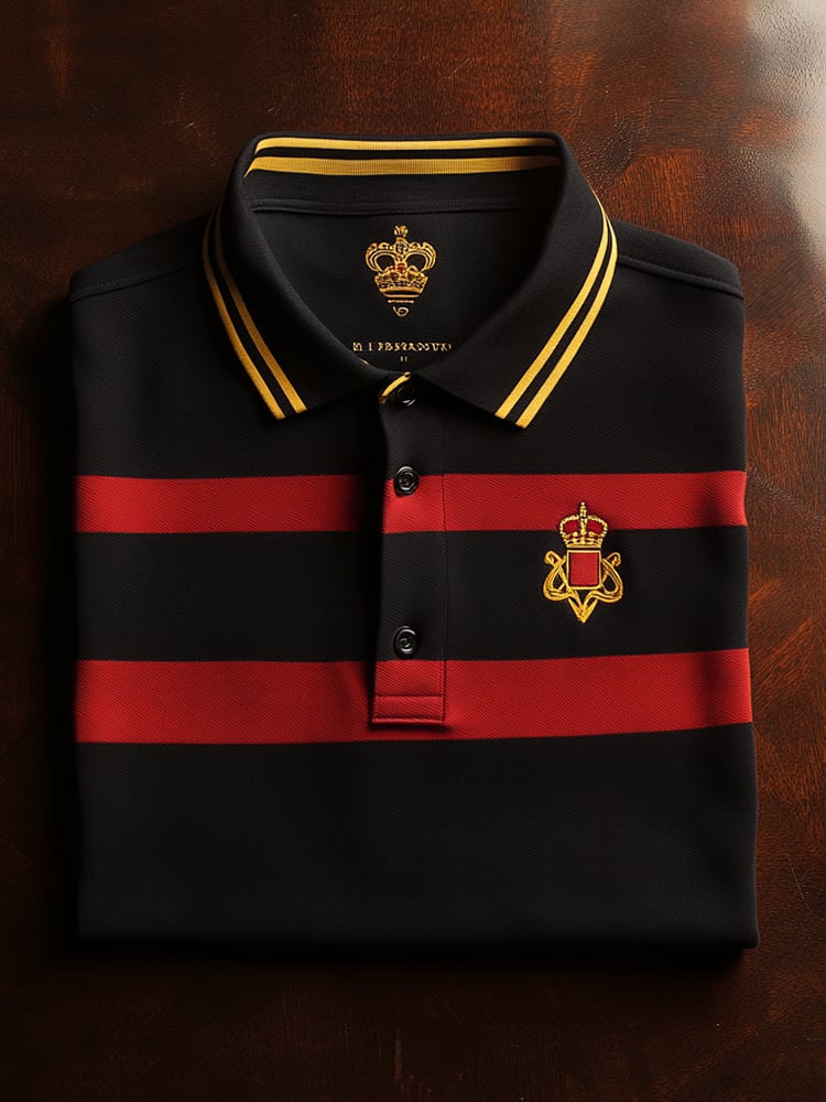 Men's Business Casual Logo Button Short Sleeve Polo Shirt