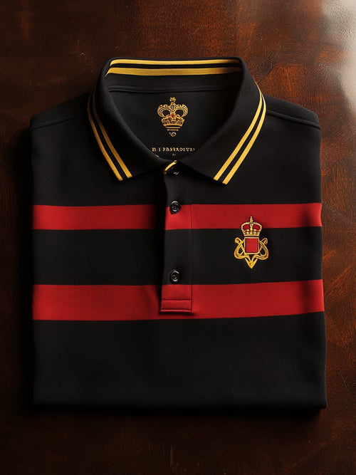 Men's Business Casual Logo Button Short Sleeve Polo Shirt