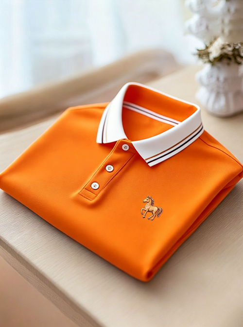 Men's Business Casual Button Short Sleeve Polo Shirt