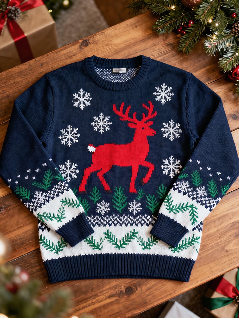 Men's Retro Casual Christmas Art Ugly Sweater