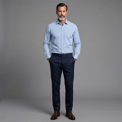 Four-Way Stretch Casual Checkered Shirt