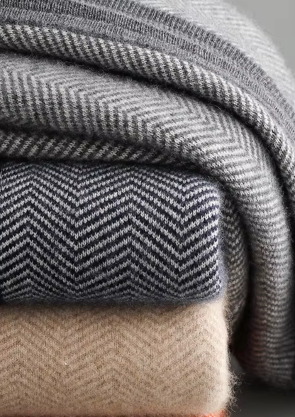 Pure Extra-Fine Merino Wool Sand Herringbone Set