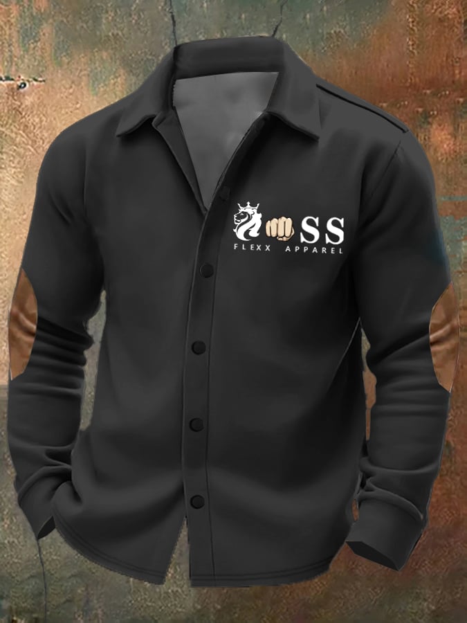 Men's Vintage Letter Design Printed Button Jacket