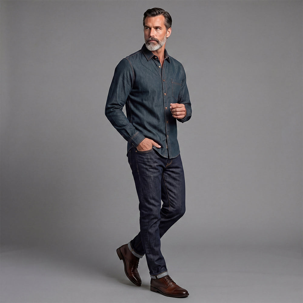 Casual Denim Shirt Jacket For Men