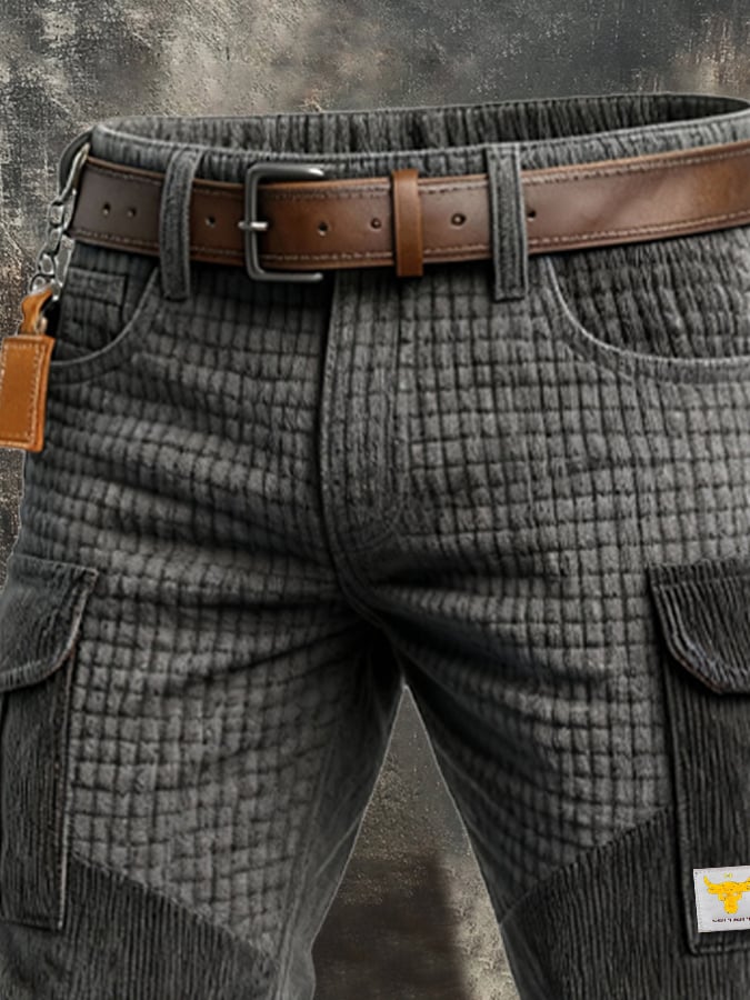 Men's Retro Outdoor Corduroy Multi-Function Pocket Work Pants