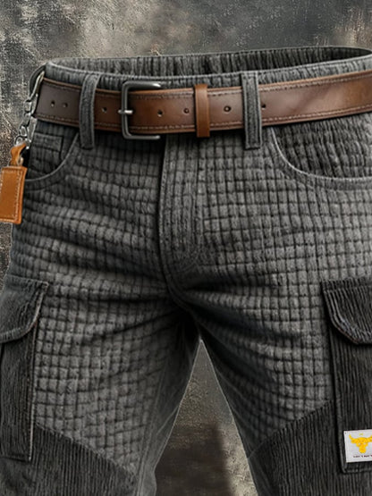 Men's Retro Outdoor Corduroy Multi-Function Pocket Work Pants