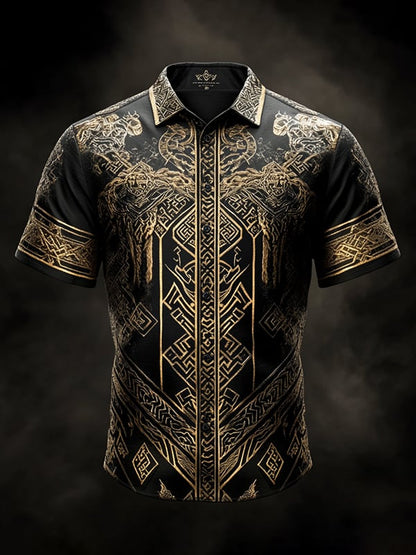 Men's Retro Viking Graphic Short Sleeve Shirt