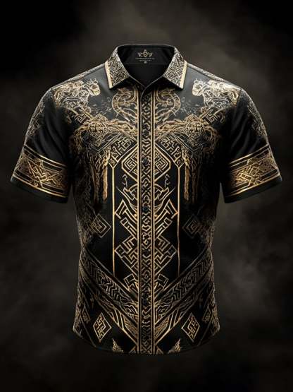 Men's Retro Viking Graphic Short Sleeve Shirt
