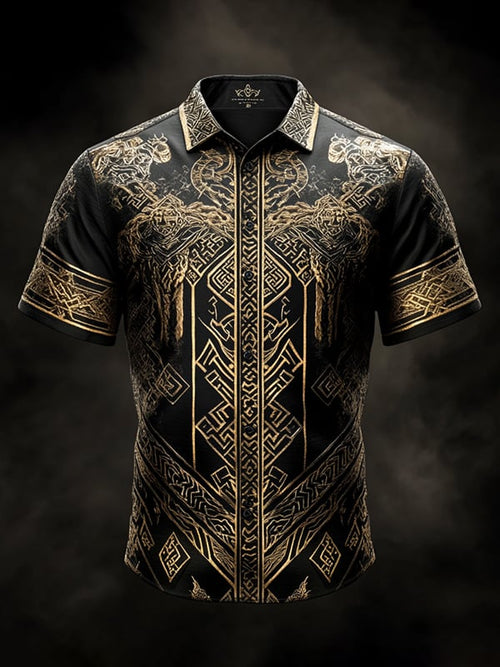 Men's Retro Viking Graphic Short Sleeve Shirt