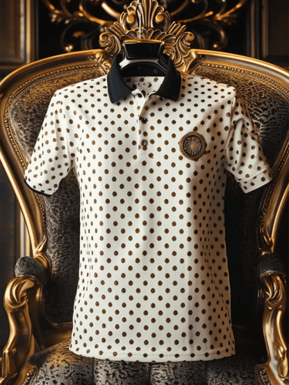 Men's Business Casual Logo Button Short Sleeve Polo Shirt
