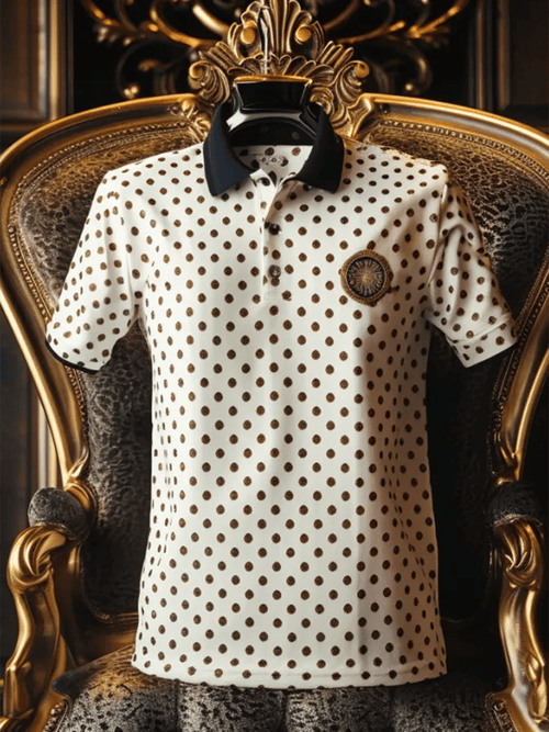 Men's Business Casual Logo Button Short Sleeve Polo Shirt